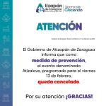 EL GOBIERNO DE ATIZAPÁN DE ZARAGOZA ANUNCIA CANCELACIÓN DE EVENTO