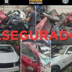 FISCALÍA EDOMÉX ONCE VEHÍCULOS Y 20 TONELADAS DE AUTOPARTES EN UN PREDIO DE CHIMALHUACÁN